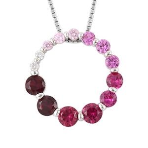 Simulated Multicolored. Diamond Ombré Necklace in Sterling Silver